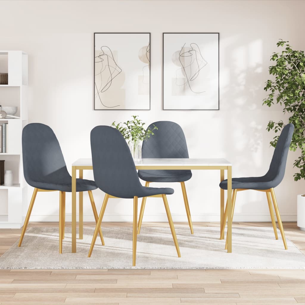 Eetkamerstoelen 4 st fluweel donkergrijs is nu te koop bij PeponiXL, paradijselijk wonen!