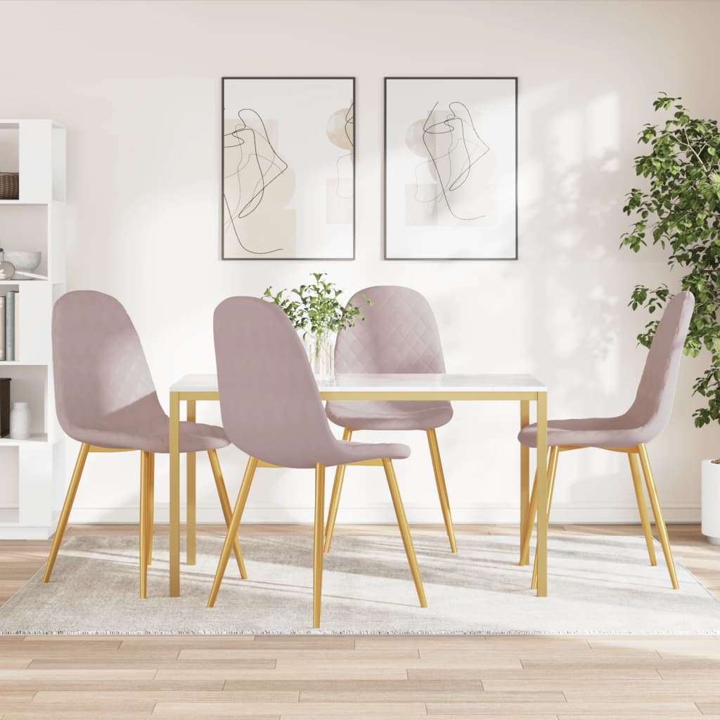 Eetkamerstoelen 4 st fluweel roze is nu te koop bij PeponiXL, paradijselijk wonen!