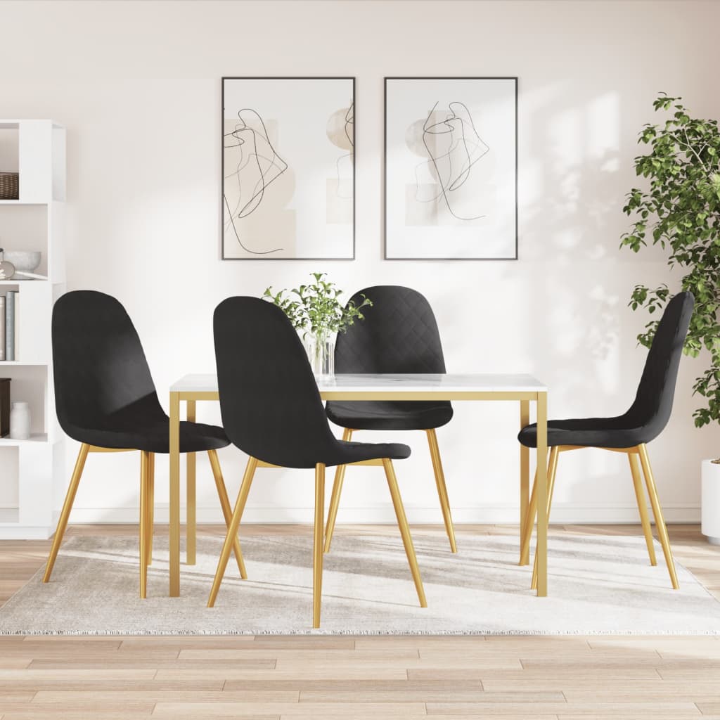 Eetkamerstoelen 4 st fluweel zwart is nu te koop bij PeponiXL, paradijselijk wonen!