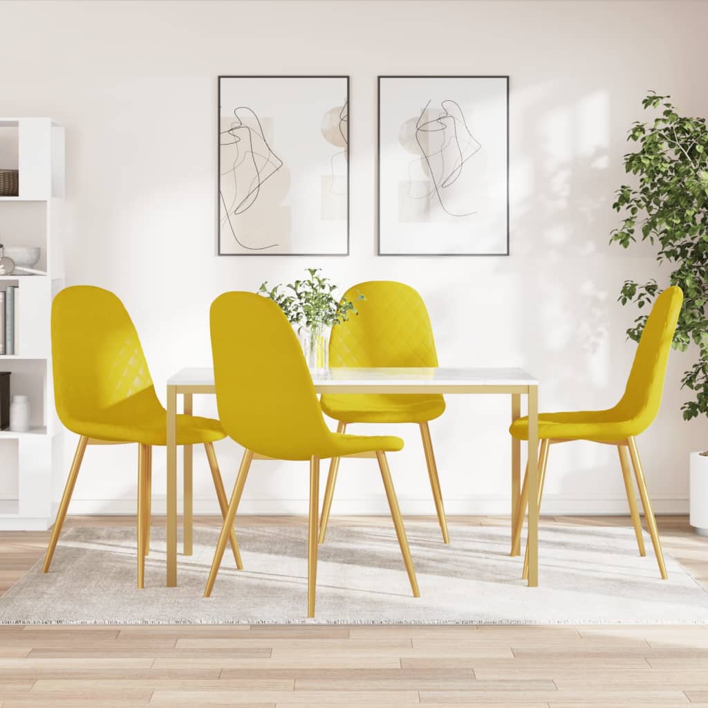 Eetkamerstoelen 4 st fluweel mosterdgeel is nu te koop bij PeponiXL, paradijselijk wonen!
