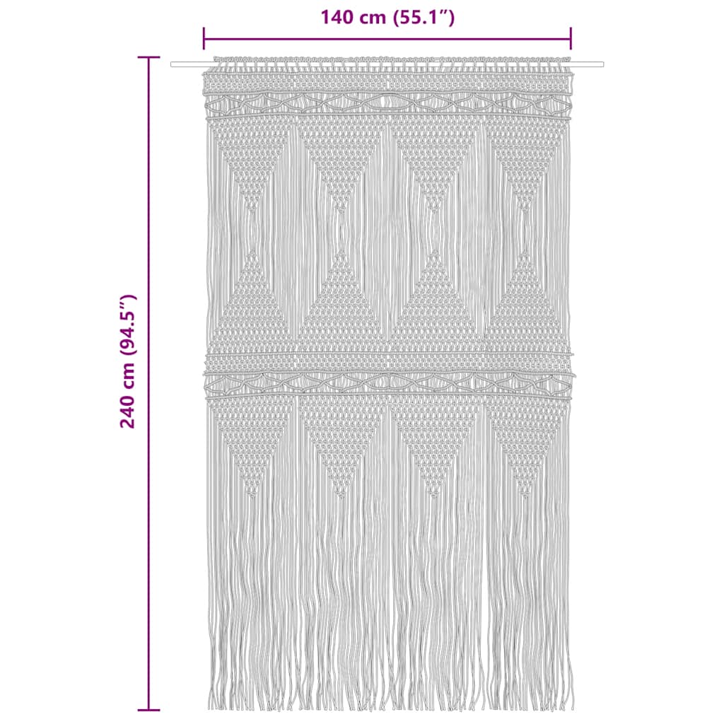 Gordijn macramé 140x240 cm katoen is nu te koop bij PeponiXL, paradijselijk wonen!