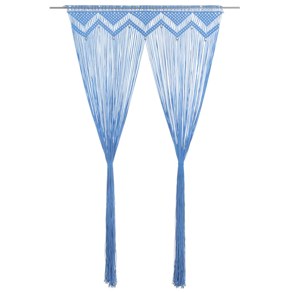 Gordijn macramé 140x240 cm katoen blauw is nu te koop bij PeponiXL, paradijselijk wonen!