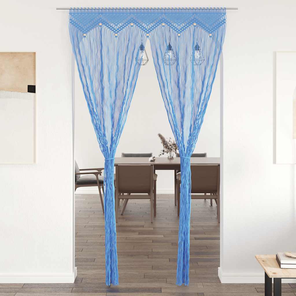 Gordijn macramé 140x240 cm katoen blauw is nu te koop bij PeponiXL, paradijselijk wonen!