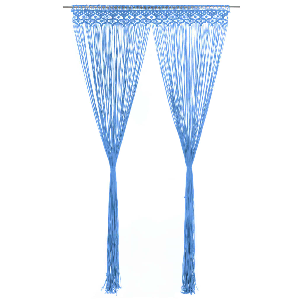 Gordijn macramé 140x240 cm katoen blauw is nu te koop bij PeponiXL, paradijselijk wonen!