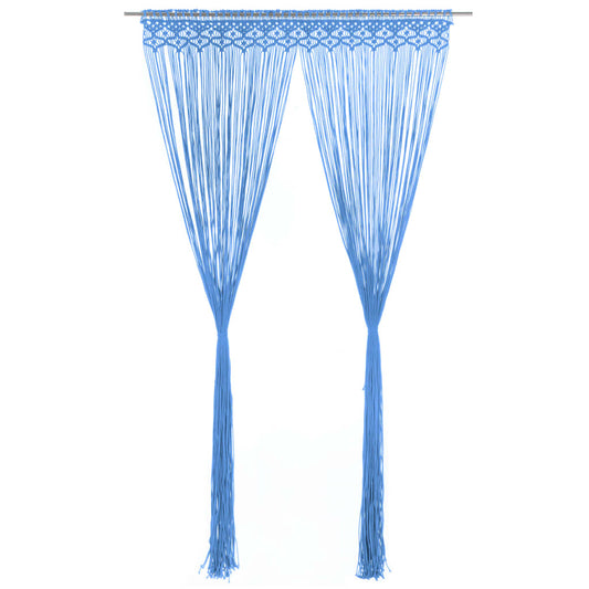 Gordijn macramé 140x240 cm katoen blauw is nu te koop bij PeponiXL, paradijselijk wonen!
