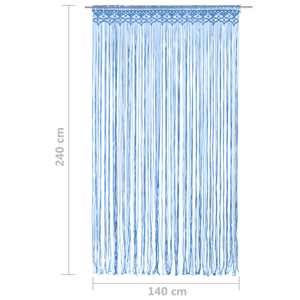 Gordijn macramé 140x240 cm katoen blauw is nu te koop bij PeponiXL, paradijselijk wonen!