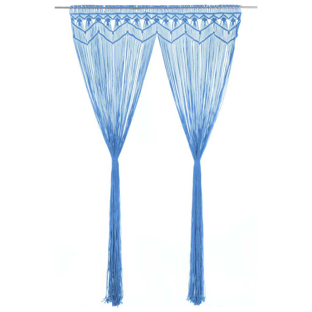 Gordijn macramé 140x240 cm katoen blauw is nu te koop bij PeponiXL, paradijselijk wonen!