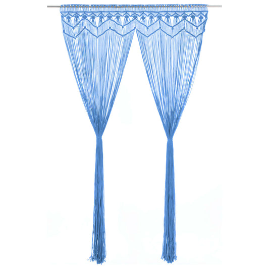 Gordijn macramé 140x240 cm katoen blauw is nu te koop bij PeponiXL, paradijselijk wonen!