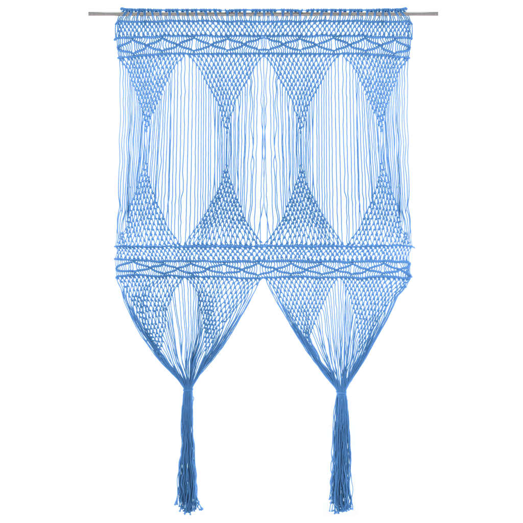 Gordijn macramé 140x240 cm katoen blauw is nu te koop bij PeponiXL, paradijselijk wonen!