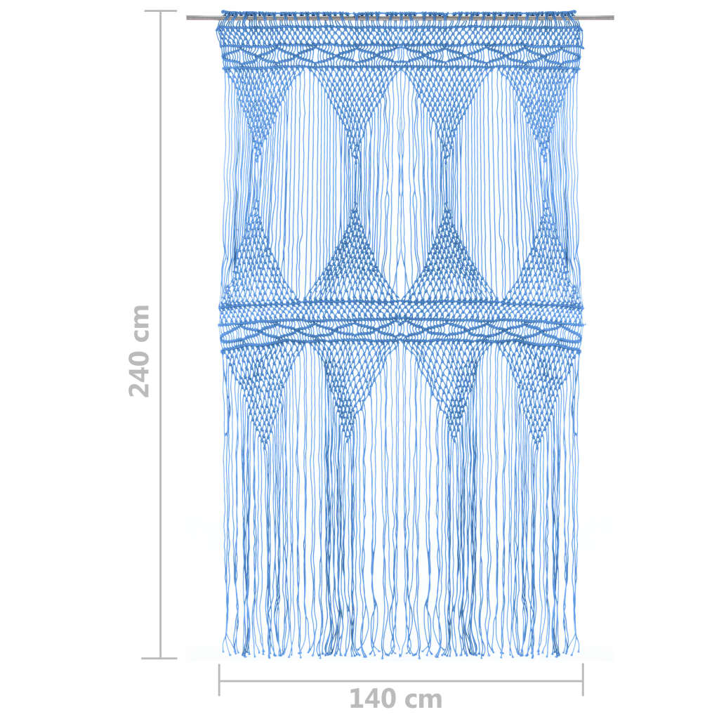 Gordijn macramé 140x240 cm katoen blauw is nu te koop bij PeponiXL, paradijselijk wonen!