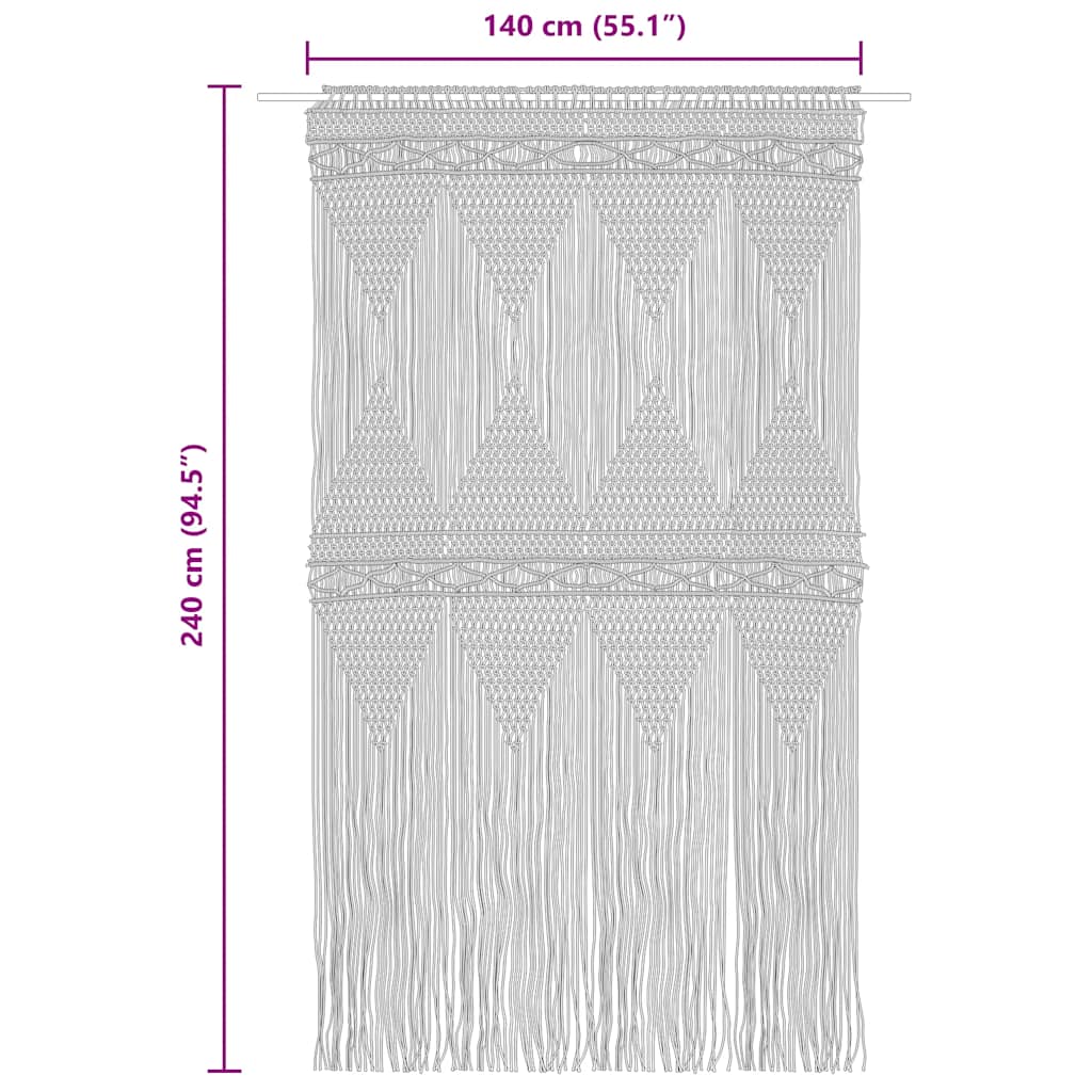Gordijn macramé 140x240 cm katoen antraciet is nu te koop bij PeponiXL, paradijselijk wonen!