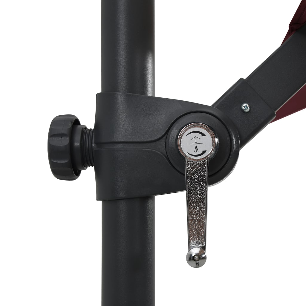 Zweefparasol met LED-verlichting 250x250 cm bordeauxrood is nu te koop bij PeponiXL, paradijselijk wonen!