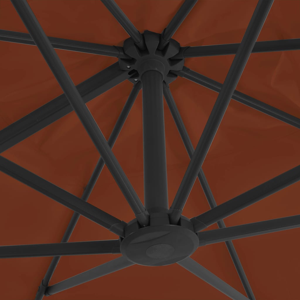 Zwevende parasol met aluminium paal terracotta 400x300 cm is nu te koop bij PeponiXL, paradijselijk wonen!