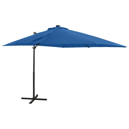 Zweefparasol met paal en LED-verlichting 250 cm azuurblauw is nu te koop bij PeponiXL, paradijselijk wonen!