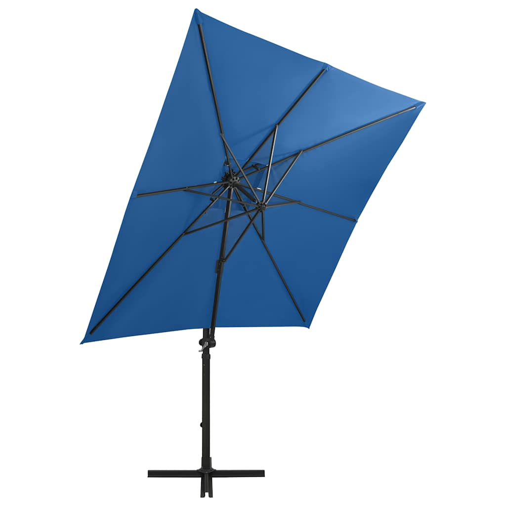 Zweefparasol met paal en LED-verlichting 250 cm azuurblauw is nu te koop bij PeponiXL, paradijselijk wonen!