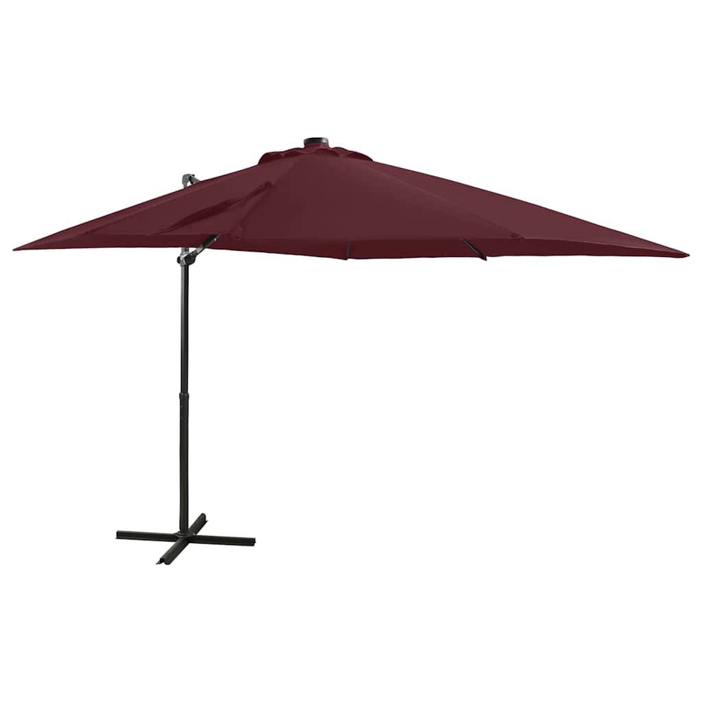 Zweefparasol met paal en LED-verlichting 250 cm bordeauxrood is nu te koop bij PeponiXL, paradijselijk wonen!