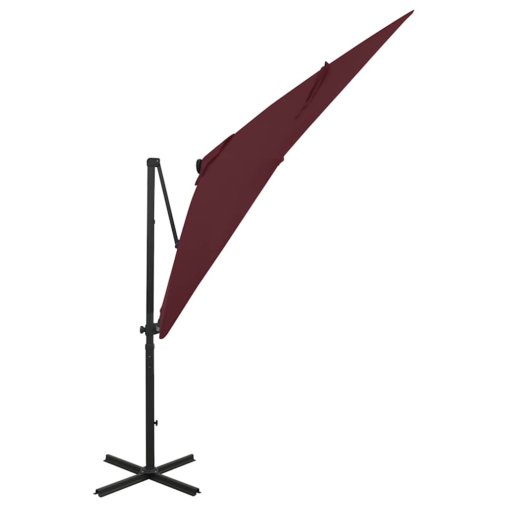 Zweefparasol met paal en LED-verlichting 250 cm bordeauxrood is nu te koop bij PeponiXL, paradijselijk wonen!