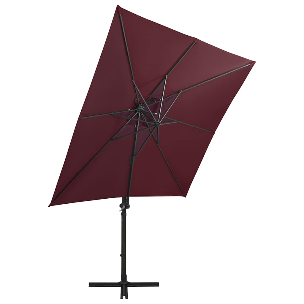 Zweefparasol met paal en LED-verlichting 250 cm bordeauxrood is nu te koop bij PeponiXL, paradijselijk wonen!