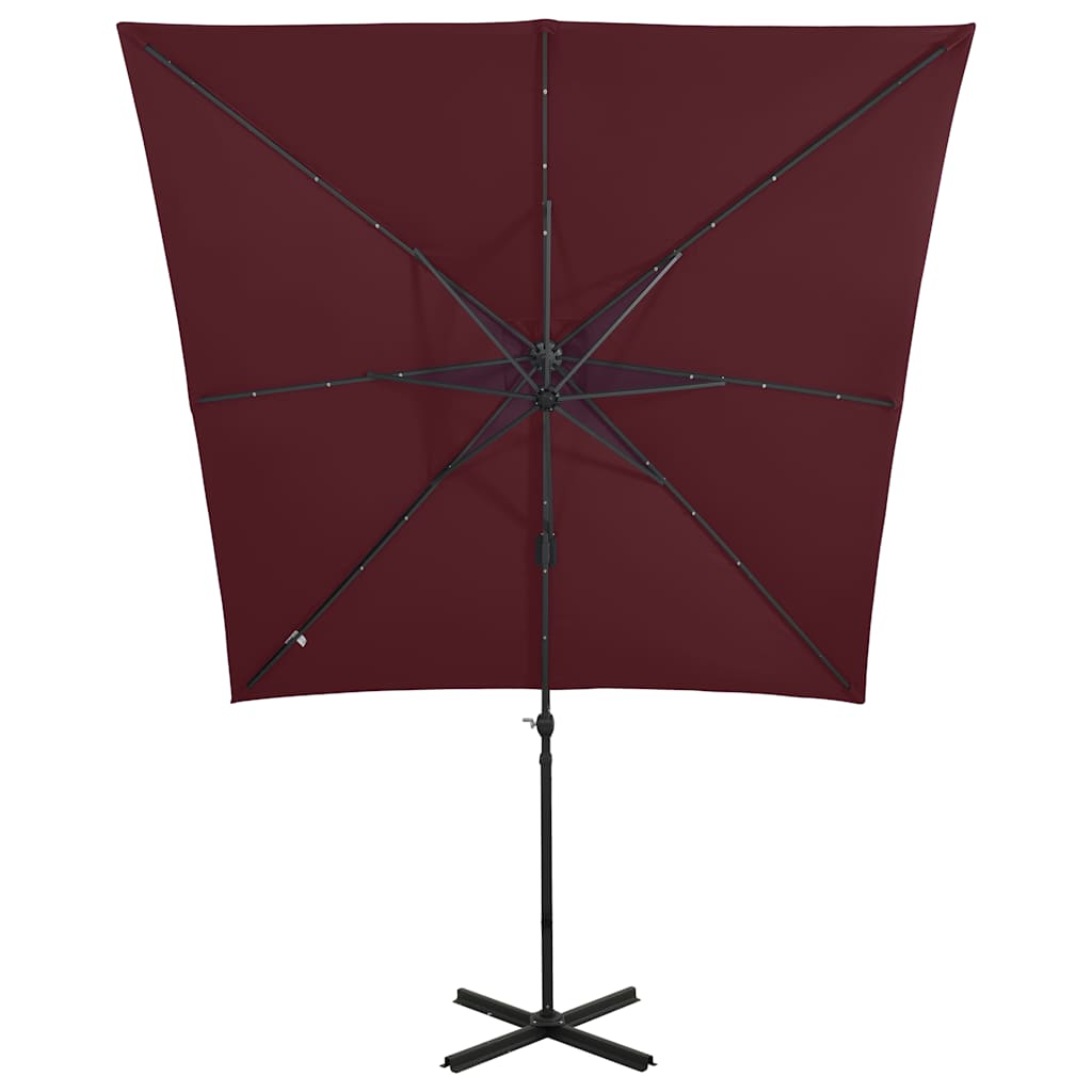 Zweefparasol met paal en LED-verlichting 250 cm bordeauxrood is nu te koop bij PeponiXL, paradijselijk wonen!