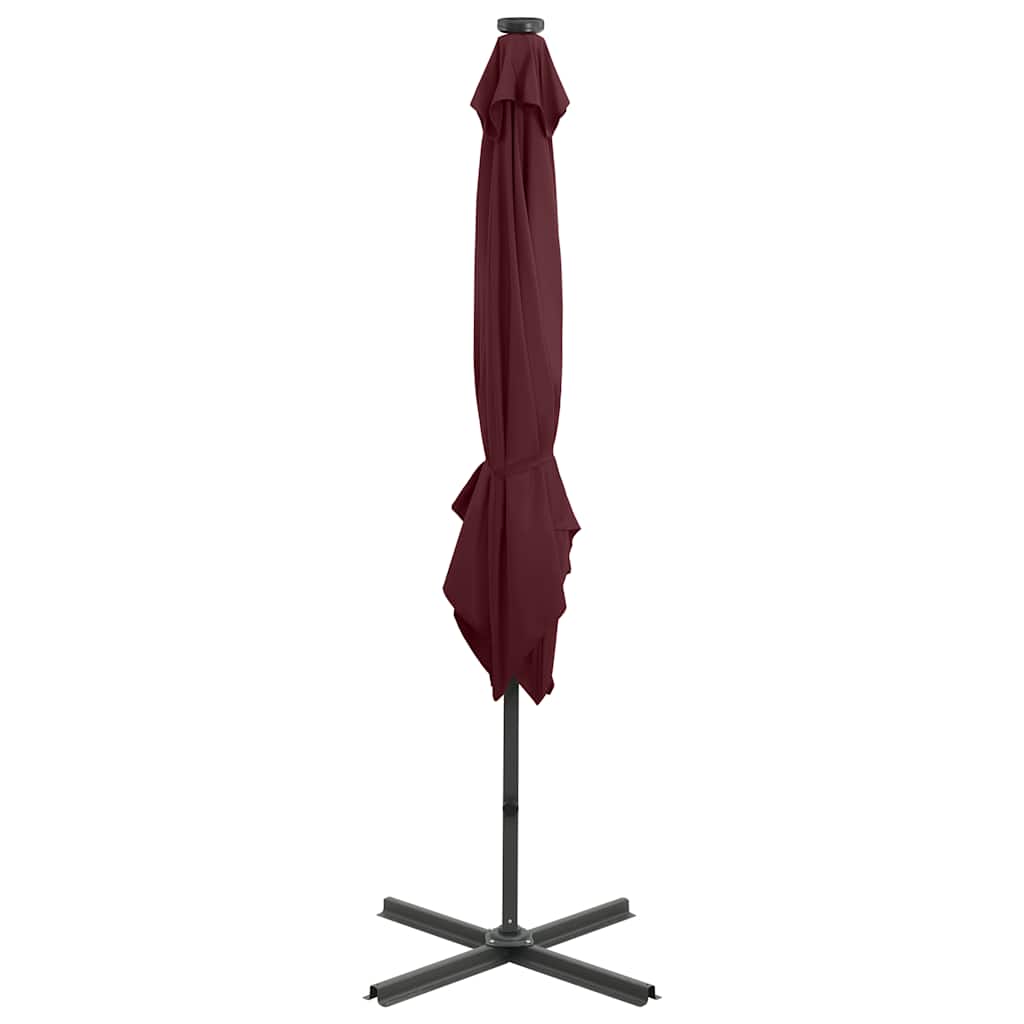 Zweefparasol met paal en LED-verlichting 250 cm bordeauxrood is nu te koop bij PeponiXL, paradijselijk wonen!