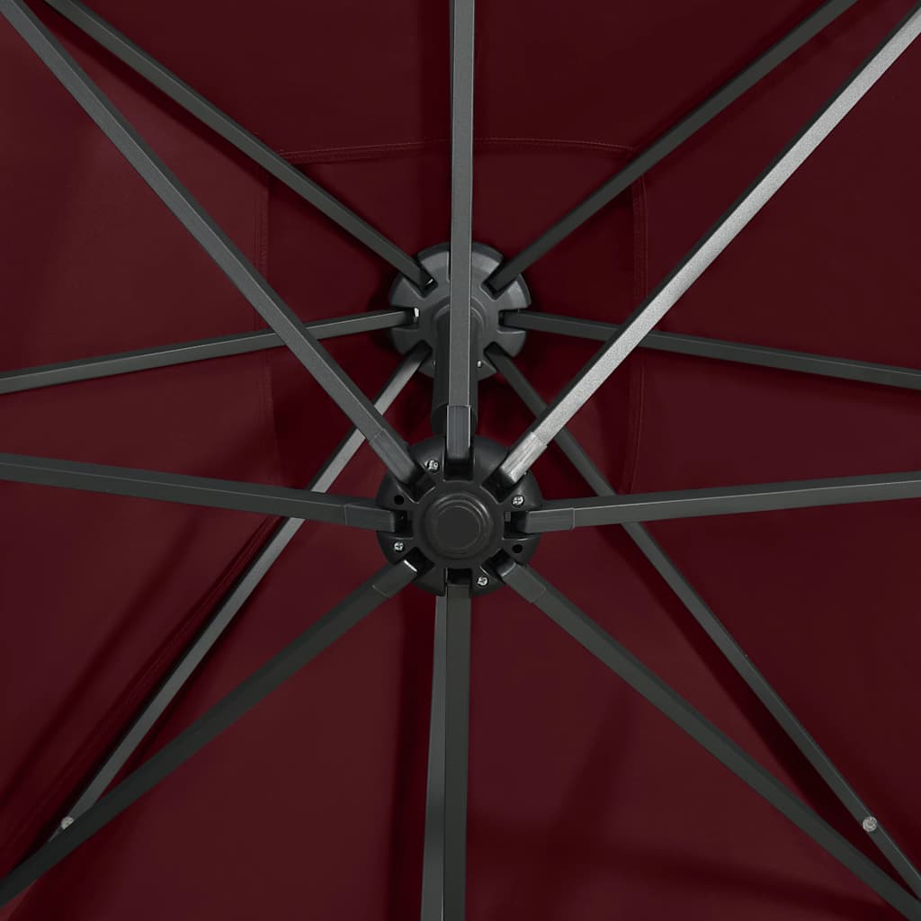 Zweefparasol met paal en LED-verlichting 250 cm bordeauxrood is nu te koop bij PeponiXL, paradijselijk wonen!