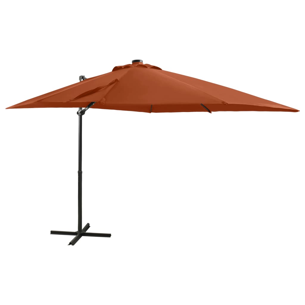 Zweefparasol met paal en LED-verlichting 250 cm terracottakleur is nu te koop bij PeponiXL, paradijselijk wonen!