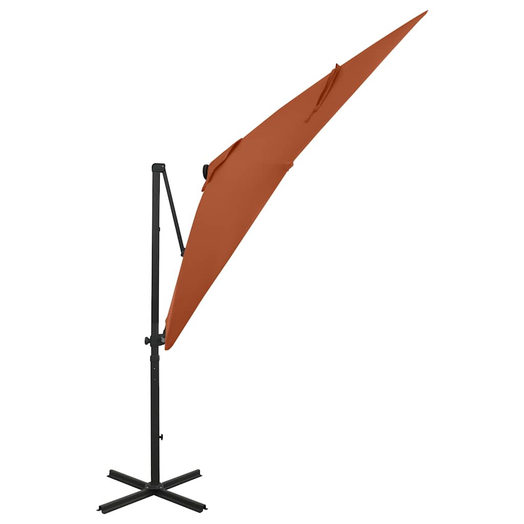 Zweefparasol met paal en LED-verlichting 250 cm terracottakleur is nu te koop bij PeponiXL, paradijselijk wonen!