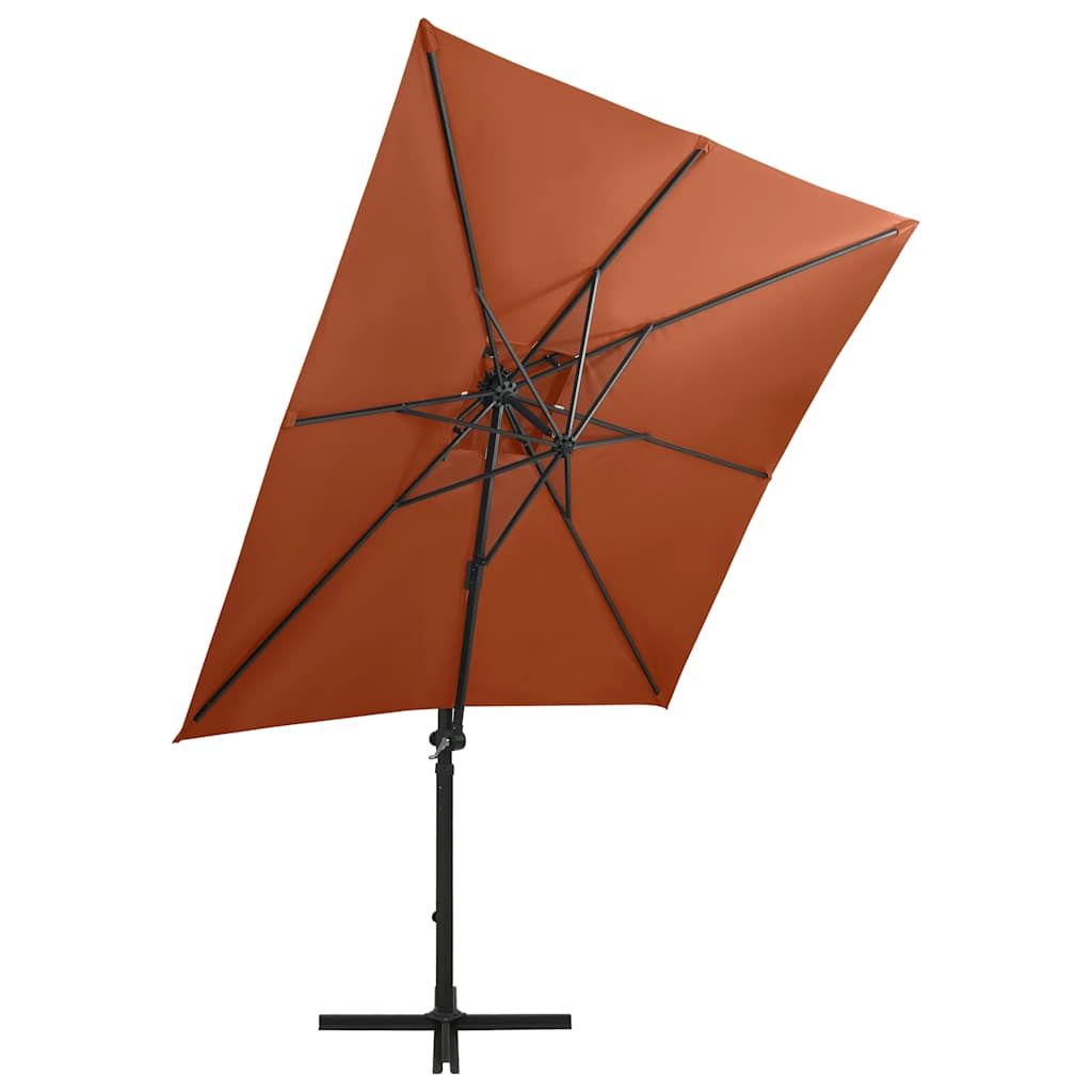Zweefparasol met paal en LED-verlichting 250 cm terracottakleur is nu te koop bij PeponiXL, paradijselijk wonen!