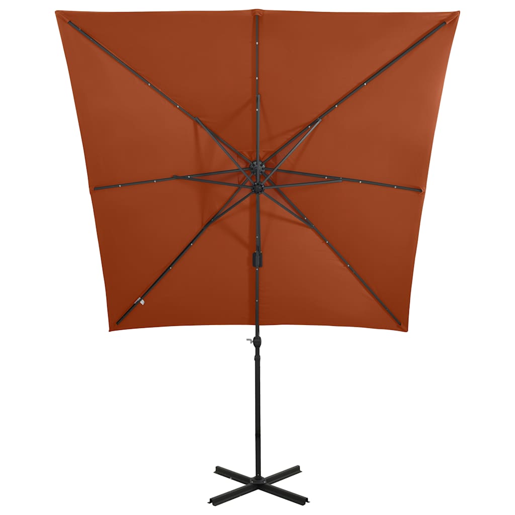 Zweefparasol met paal en LED-verlichting 250 cm terracottakleur is nu te koop bij PeponiXL, paradijselijk wonen!
