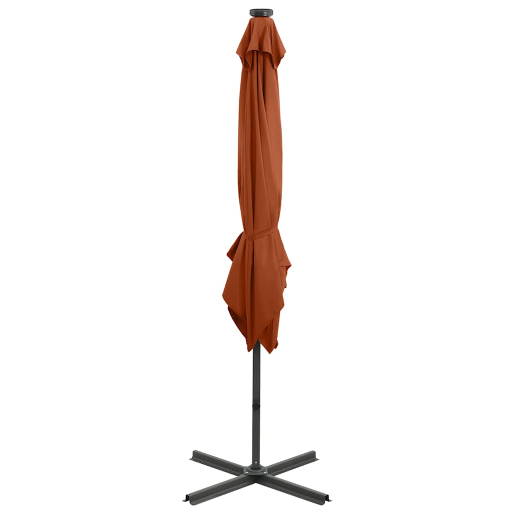 Zweefparasol met paal en LED-verlichting 250 cm terracottakleur is nu te koop bij PeponiXL, paradijselijk wonen!