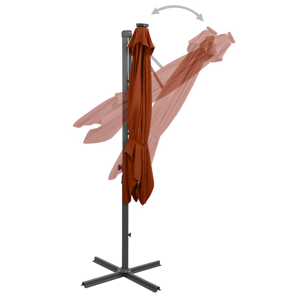 Zweefparasol met paal en LED-verlichting 250 cm terracottakleur is nu te koop bij PeponiXL, paradijselijk wonen!