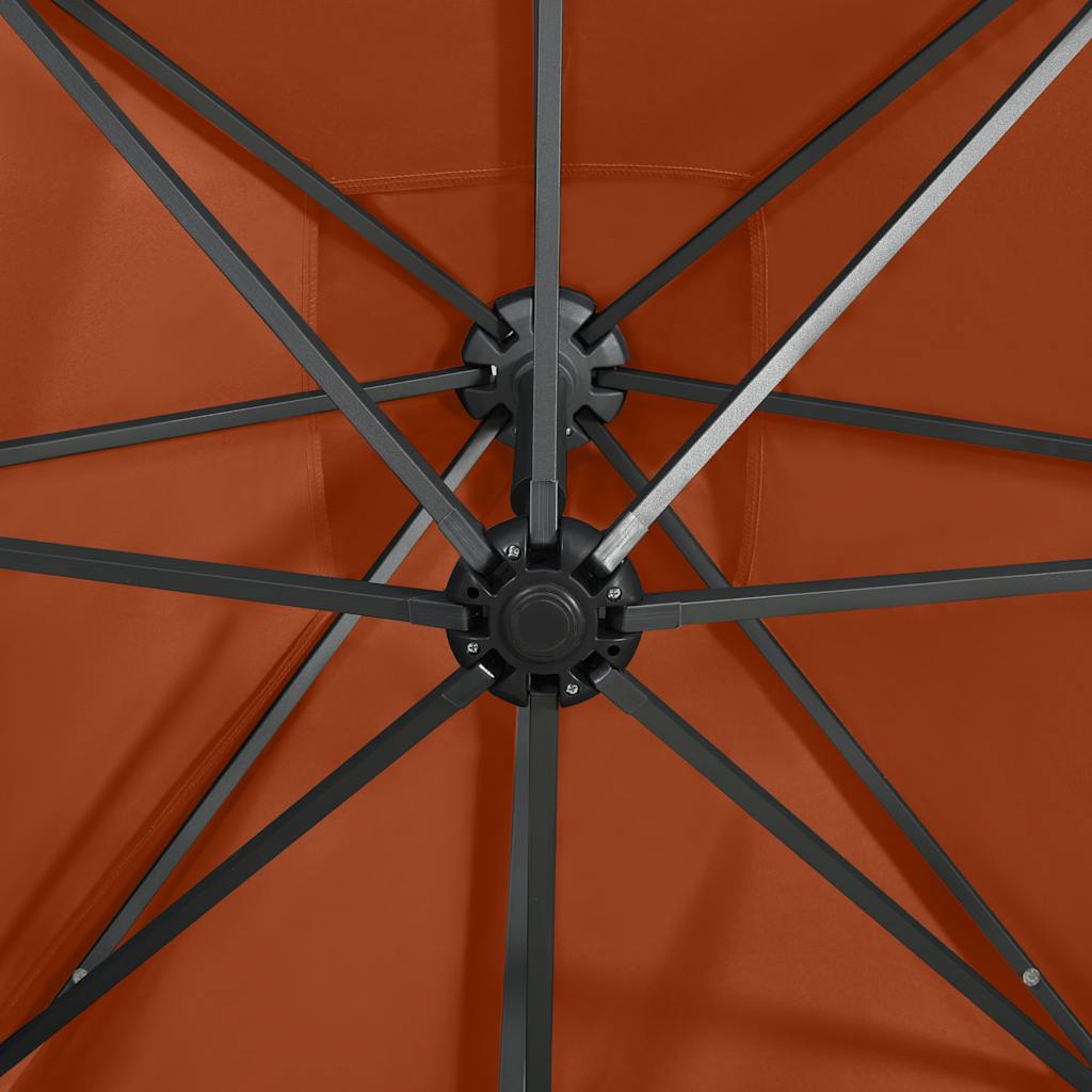 Zweefparasol met paal en LED-verlichting 250 cm terracottakleur is nu te koop bij PeponiXL, paradijselijk wonen!