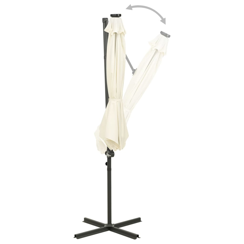 Zweefparasol met paal en LED-verlichting 300 cm zandkleurig is nu te koop bij PeponiXL, paradijselijk wonen!