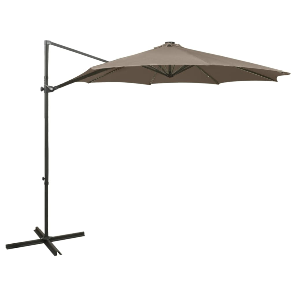 Zweefparasol met paal en LED-verlichting 300 cm taupe is nu te koop bij PeponiXL, paradijselijk wonen!