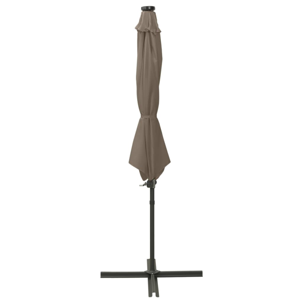Zweefparasol met paal en LED-verlichting 300 cm taupe is nu te koop bij PeponiXL, paradijselijk wonen!