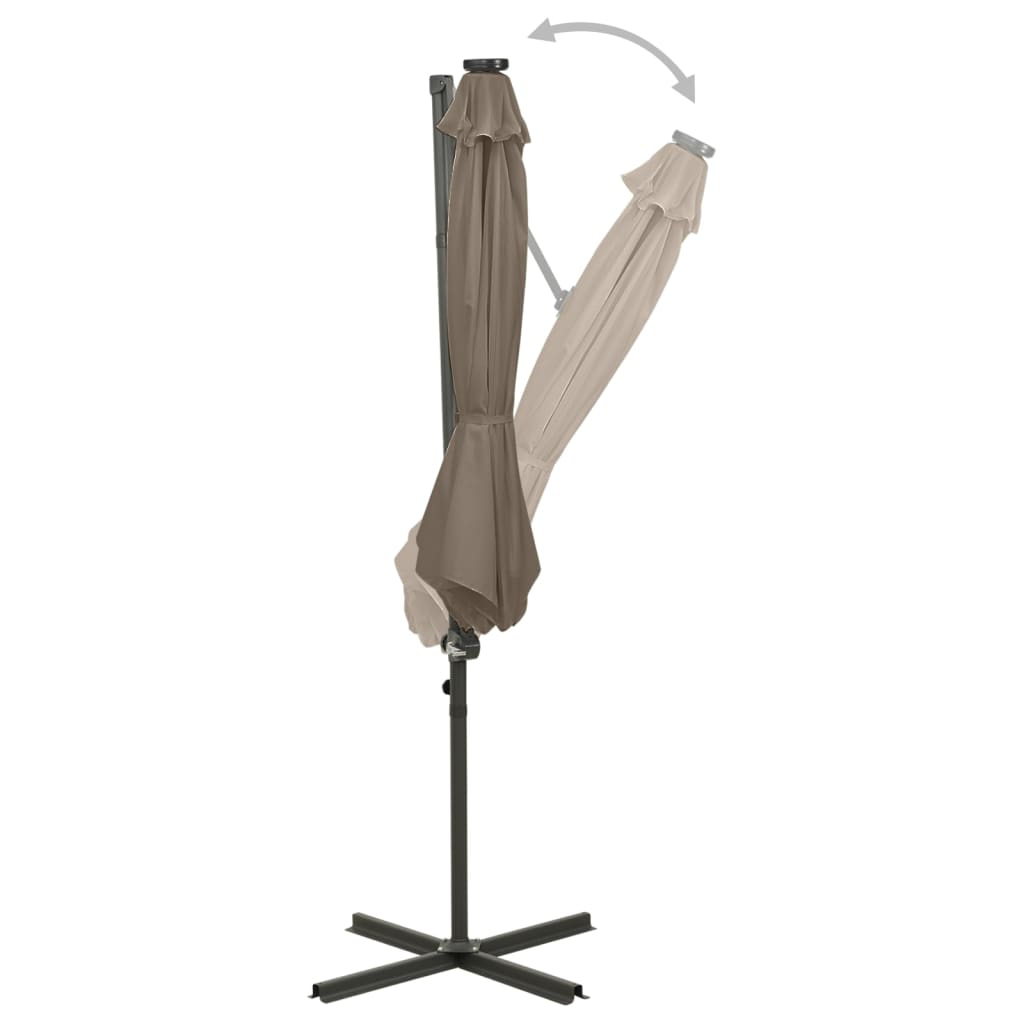 Zweefparasol met paal en LED-verlichting 300 cm taupe is nu te koop bij PeponiXL, paradijselijk wonen!