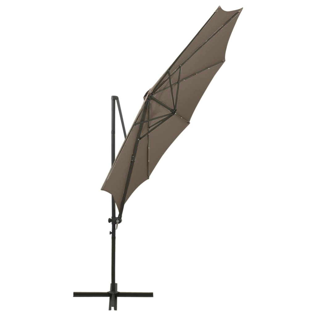 Zweefparasol met paal en LED-verlichting 300 cm taupe is nu te koop bij PeponiXL, paradijselijk wonen!