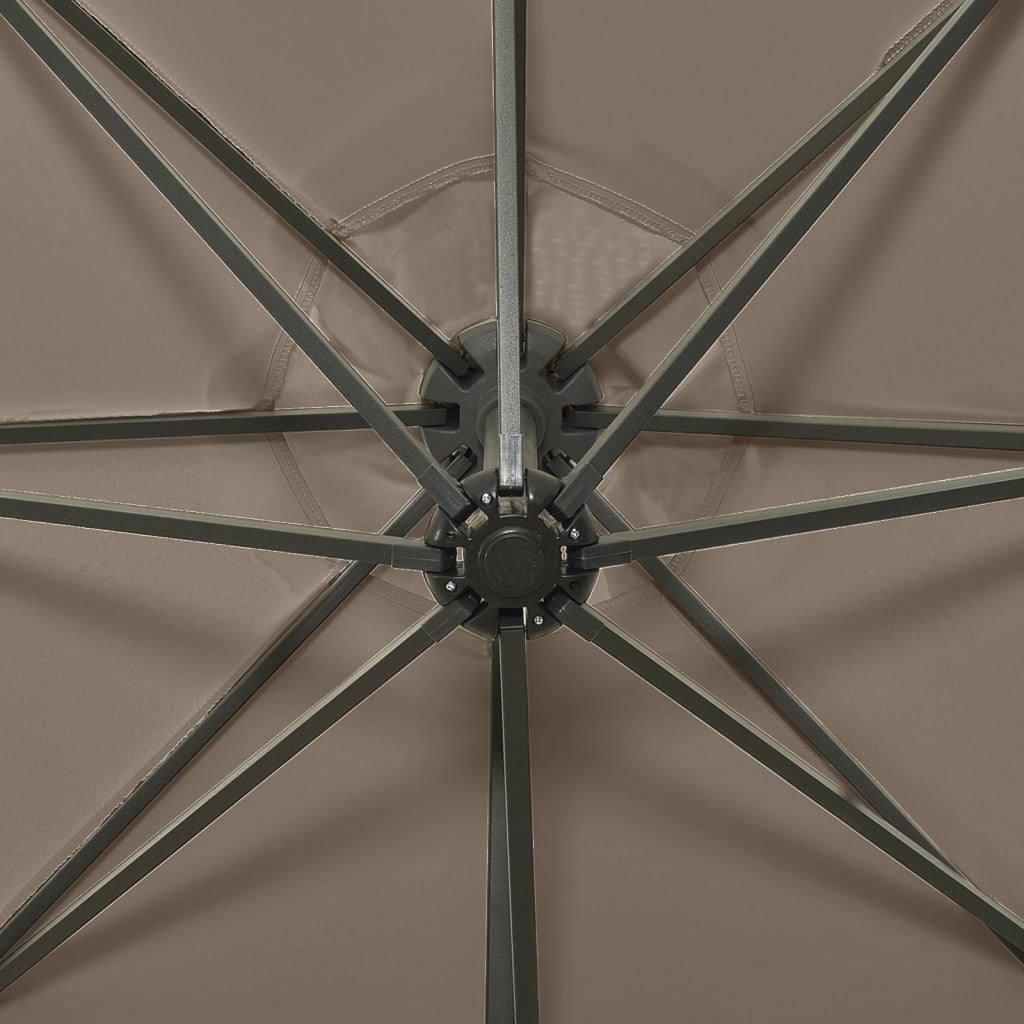 Zweefparasol met paal en LED-verlichting 300 cm taupe is nu te koop bij PeponiXL, paradijselijk wonen!