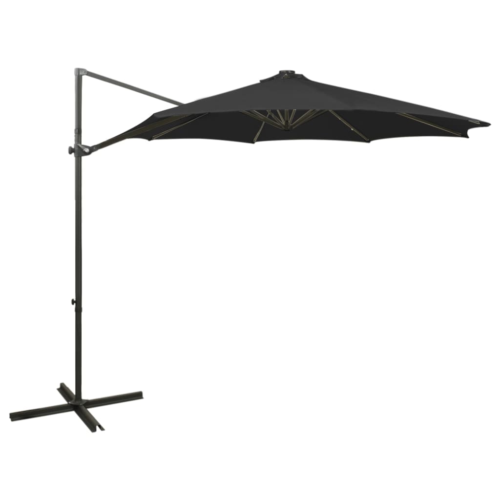 Zweefparasol met paal en LED-verlichting 300 cm zwart is nu te koop bij PeponiXL, paradijselijk wonen!