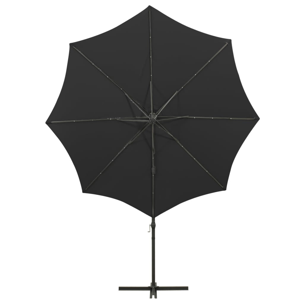 Zweefparasol met paal en LED-verlichting 300 cm zwart is nu te koop bij PeponiXL, paradijselijk wonen!