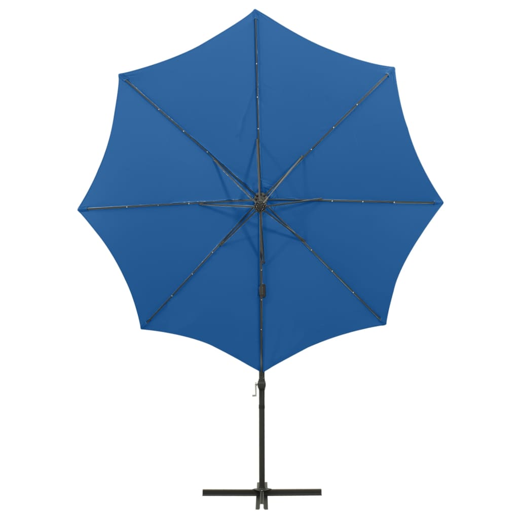 Zweefparasol met paal en LED-verlichting 300 cm azuurblauw is nu te koop bij PeponiXL, paradijselijk wonen!