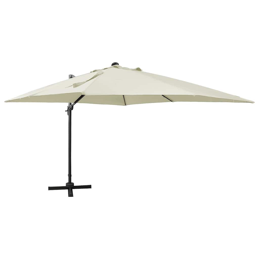 Zweefparasol met paal en LED-verlichting 300 cm zandkleurig is nu te koop bij PeponiXL, paradijselijk wonen!