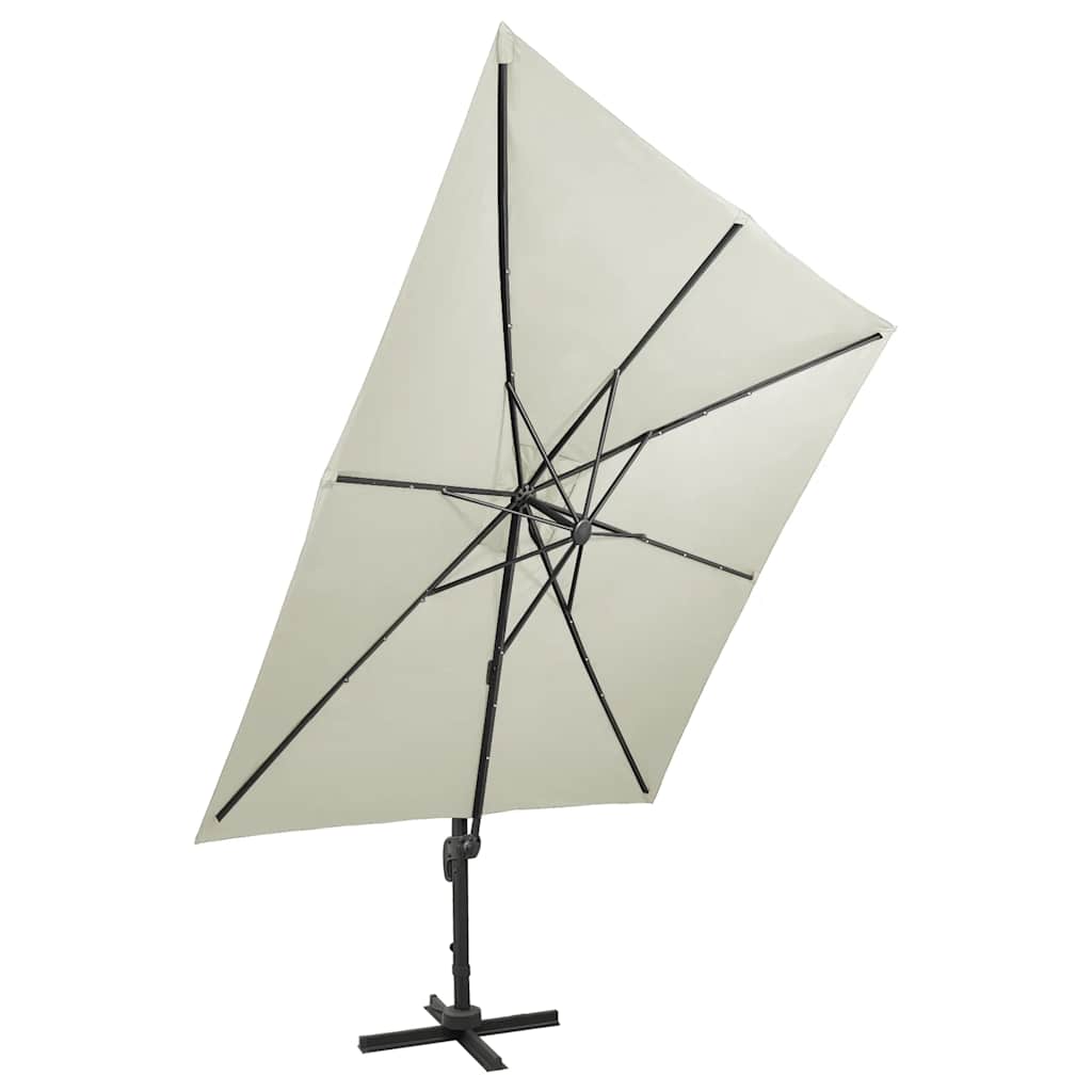 Zweefparasol met paal en LED-verlichting 300 cm zandkleurig is nu te koop bij PeponiXL, paradijselijk wonen!