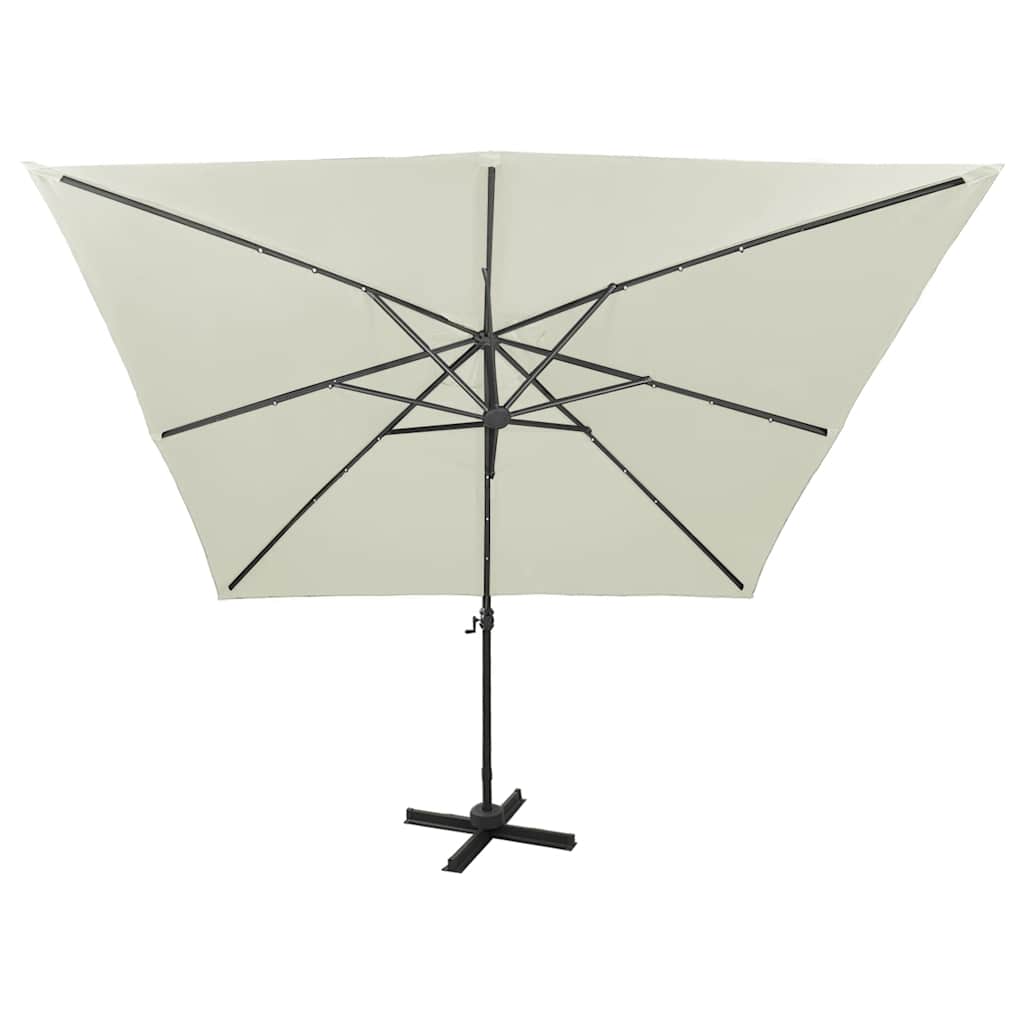 Zweefparasol met paal en LED-verlichting 300 cm zandkleurig is nu te koop bij PeponiXL, paradijselijk wonen!