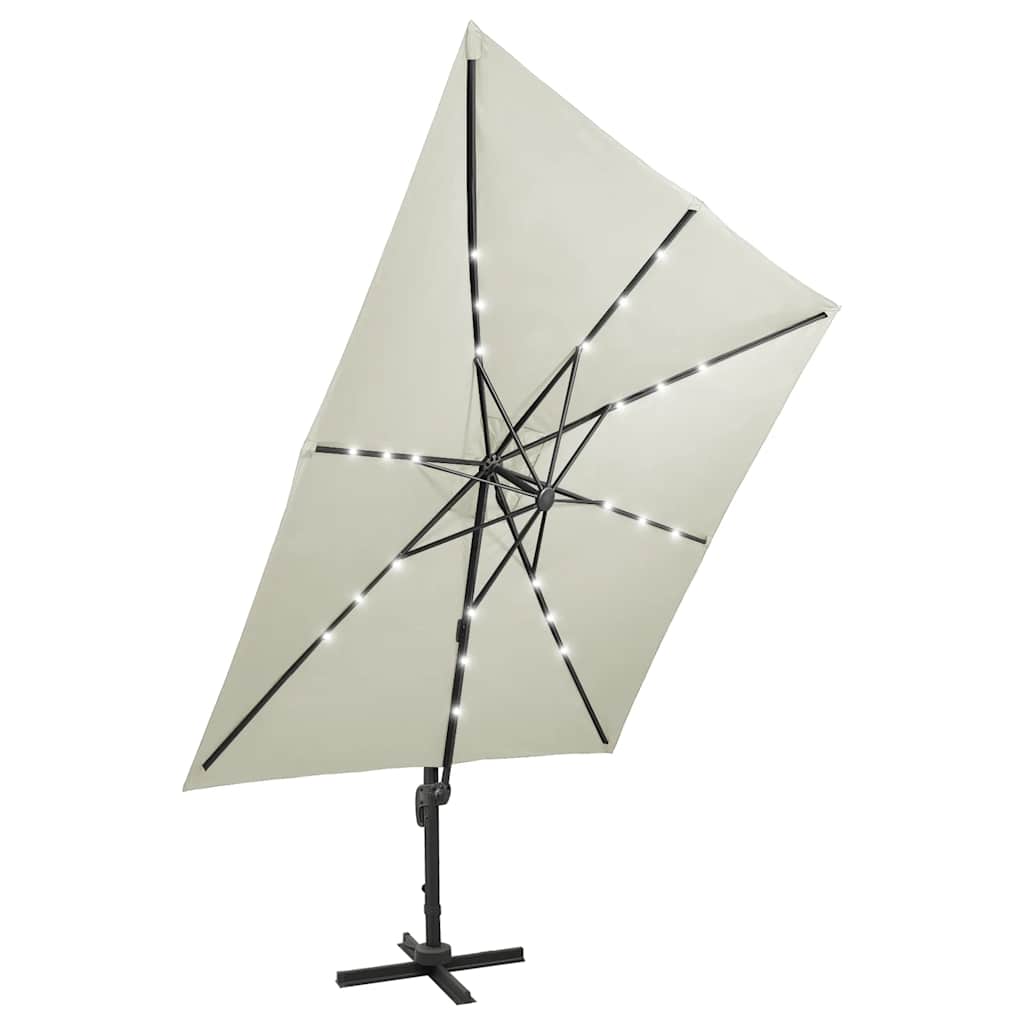 Zweefparasol met paal en LED-verlichting 300 cm zandkleurig is nu te koop bij PeponiXL, paradijselijk wonen!