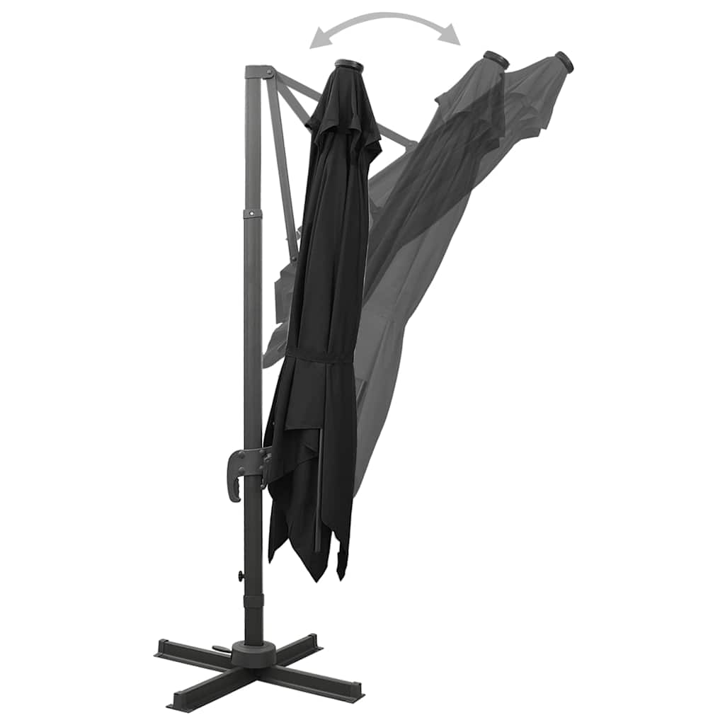 Zweefparasol met paal en LED-verlichting 300 cm zwart is nu te koop bij PeponiXL, paradijselijk wonen!