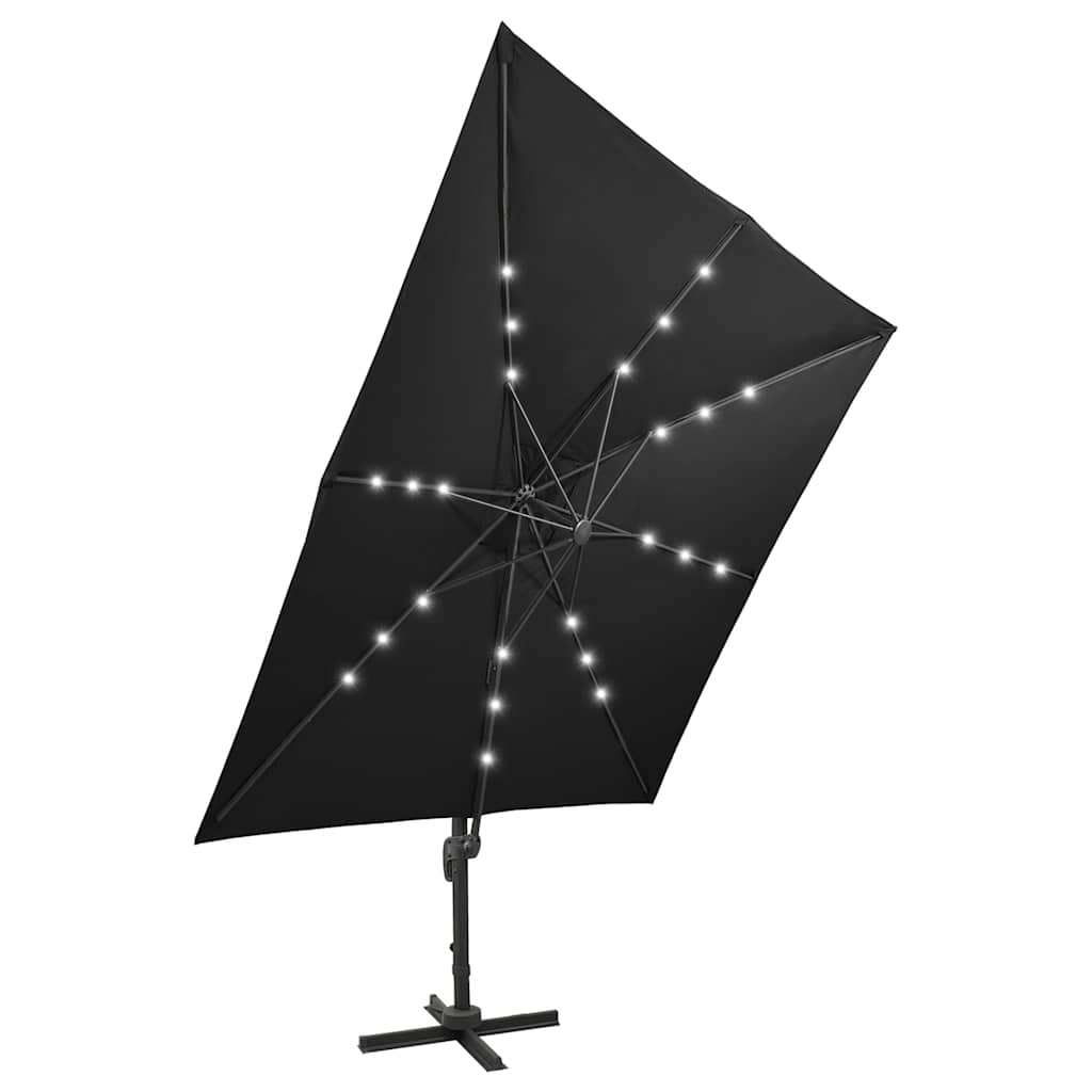 Zweefparasol met paal en LED-verlichting 300 cm zwart is nu te koop bij PeponiXL, paradijselijk wonen!