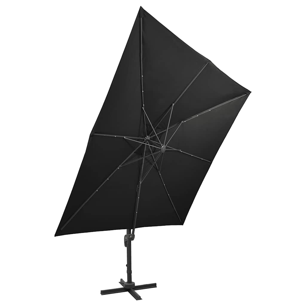 Zweefparasol met paal en LED-verlichting 300 cm zwart is nu te koop bij PeponiXL, paradijselijk wonen!