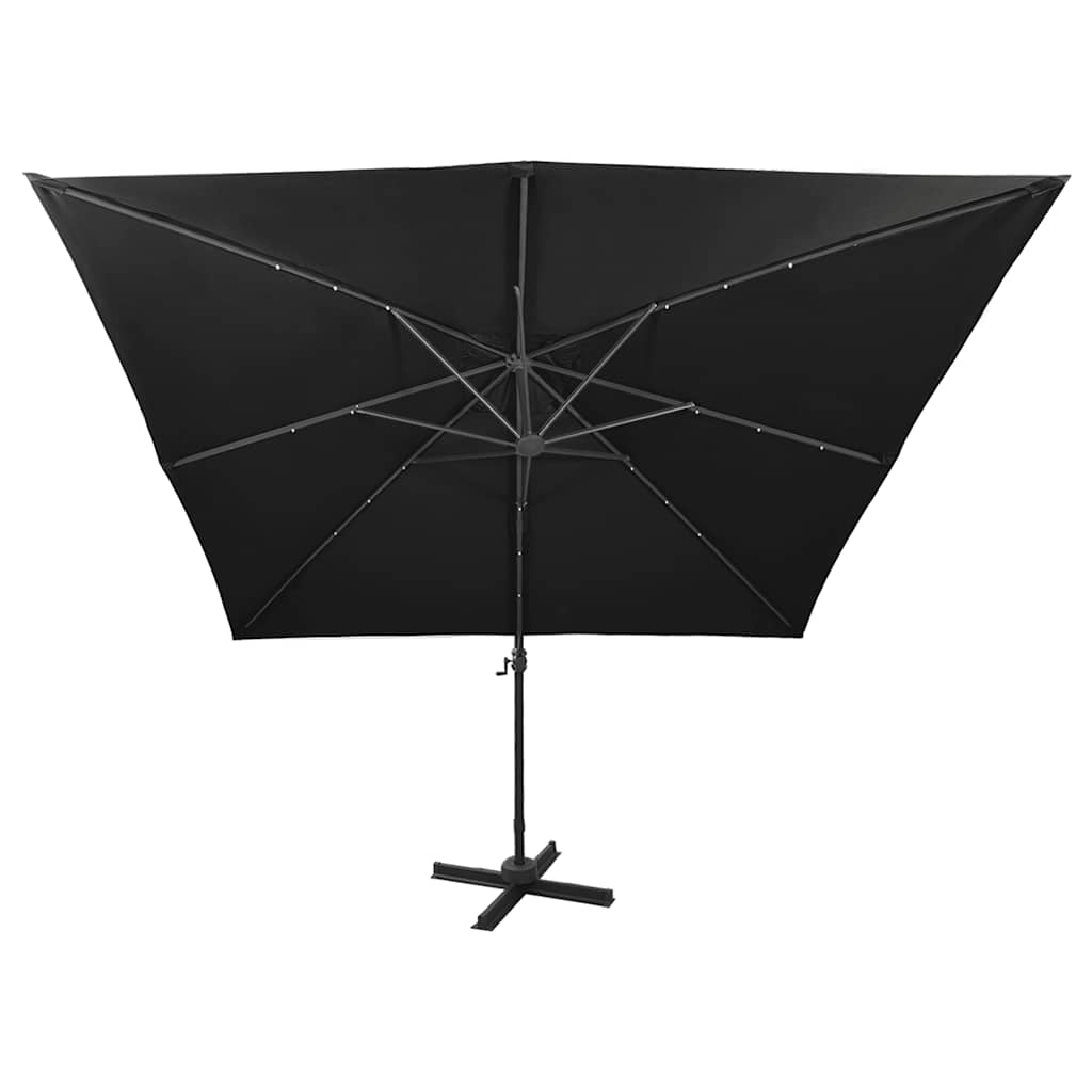Zweefparasol met paal en LED-verlichting 300 cm zwart is nu te koop bij PeponiXL, paradijselijk wonen!