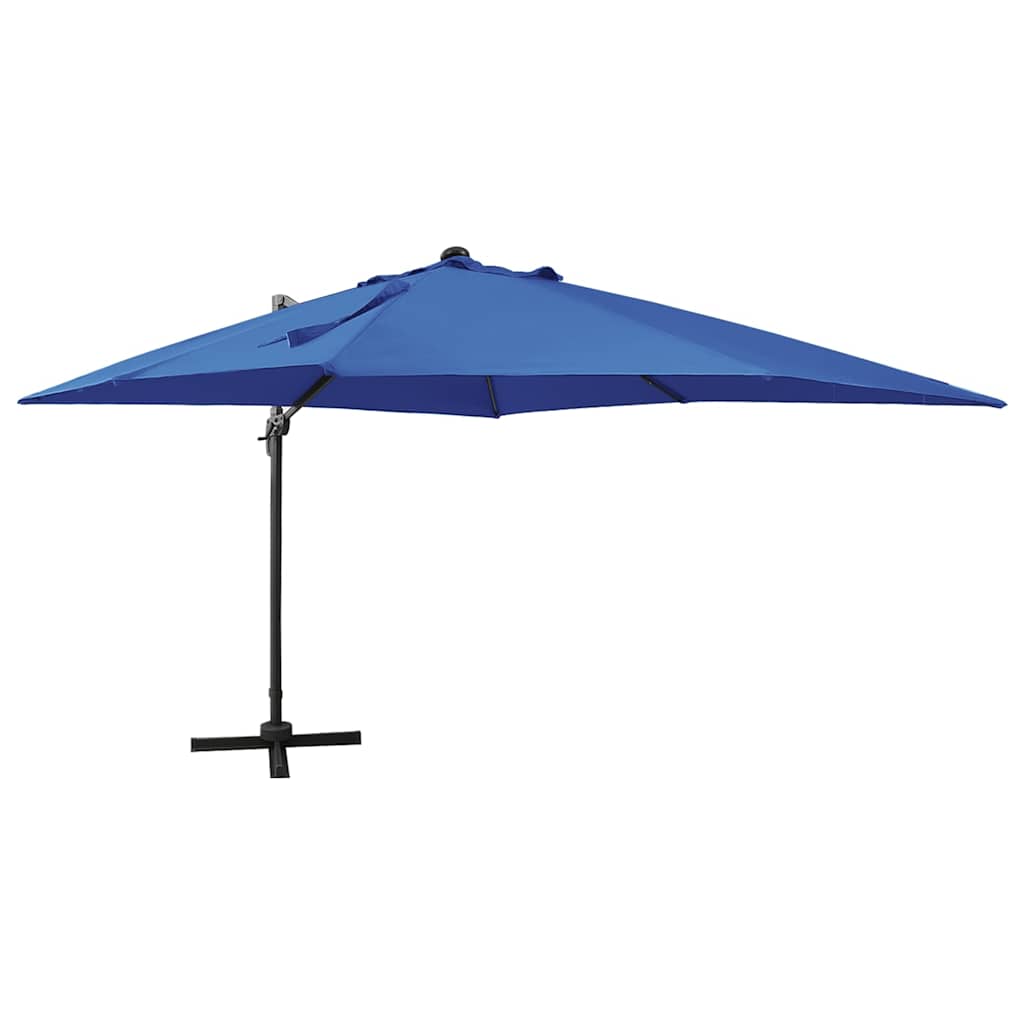 Zweefparasol met paal en LED-verlichting 300 cm azuurblauw is nu te koop bij PeponiXL, paradijselijk wonen!
